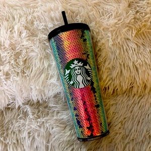 Venti SEQUIN Starbucks tumbler.
